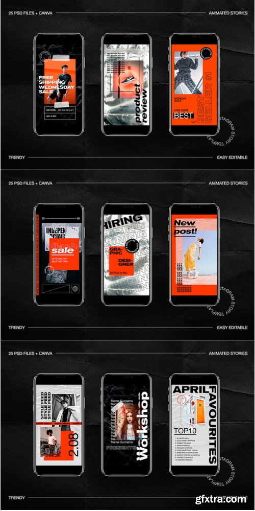 CreativeMarket - Trendy Animated IG Stories Ps, Canva - 3610153