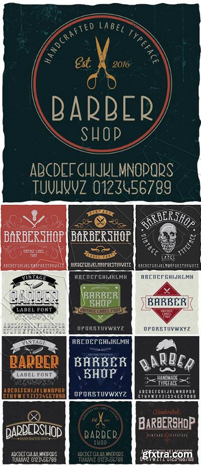 Font &amp; Alphabet Letters for Barber Shop 12xEPS