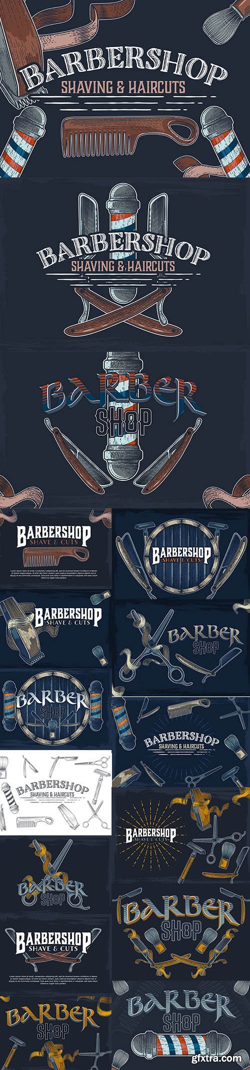 Hand-Drawn Vector Barber Shop Banners Illustrations 16xEPS Hand-Drawn Vector Barber Shop Banners Illustrations 16xEPS