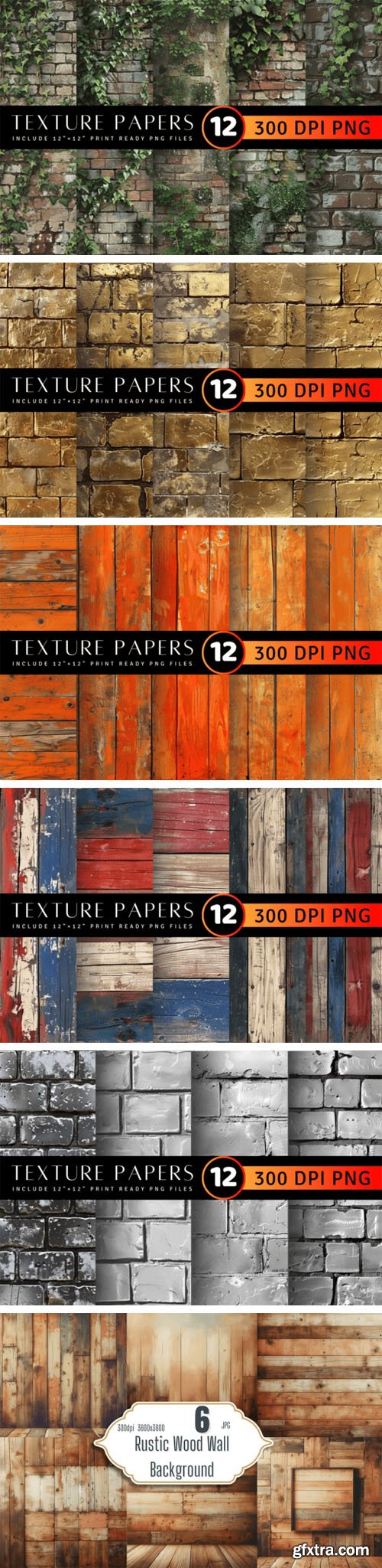 60 Brick & Wood Wall Textures Pack for Designers