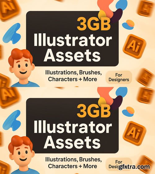 Illustrator Assets Bundle - Brushes, Characters and Illustrations for Creatives