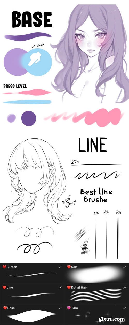 Anime Basic Brushes Pack for Procreate