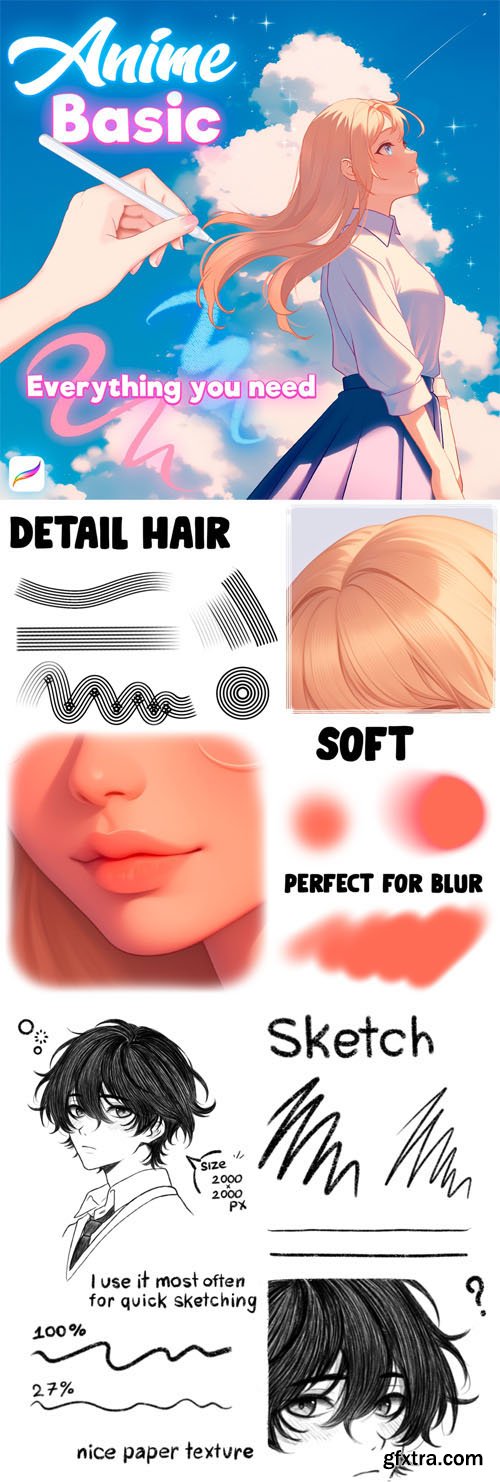 Anime Basic Brushes Pack for Procreate