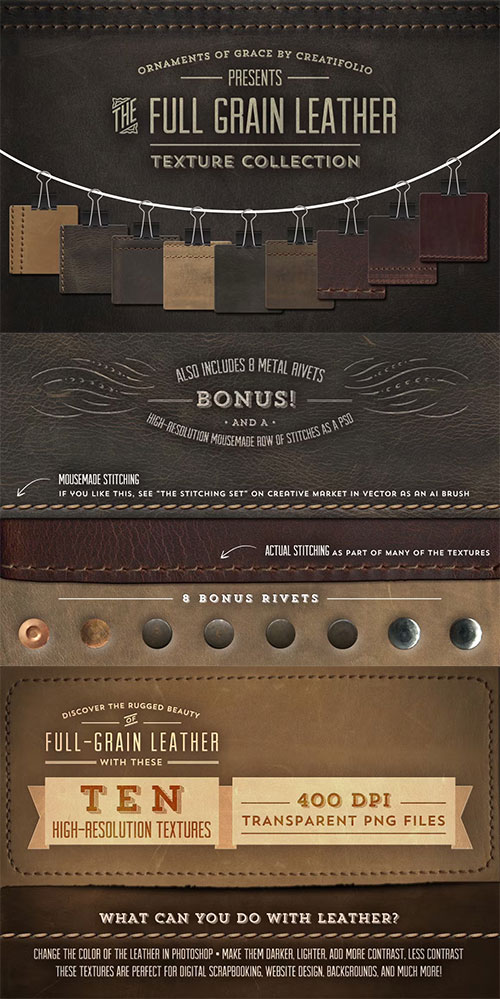 Full-Grain Leather Textures - PNGs 6319