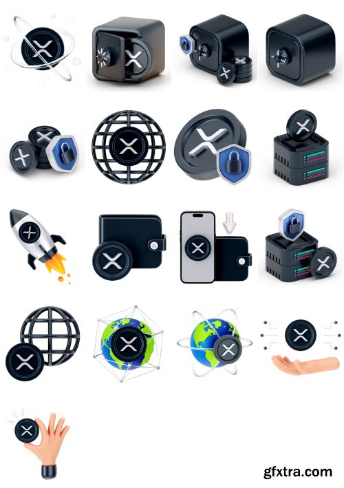IconScout - Ripple XRP Digital Stablecoin Cryptocurrency Vol 3 3D Icon Pack