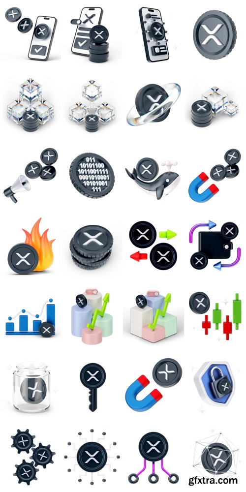 IconScout - Ripple XRP Digital Stablecoin Cryptocurrency Vol 3 3D Icon Pack