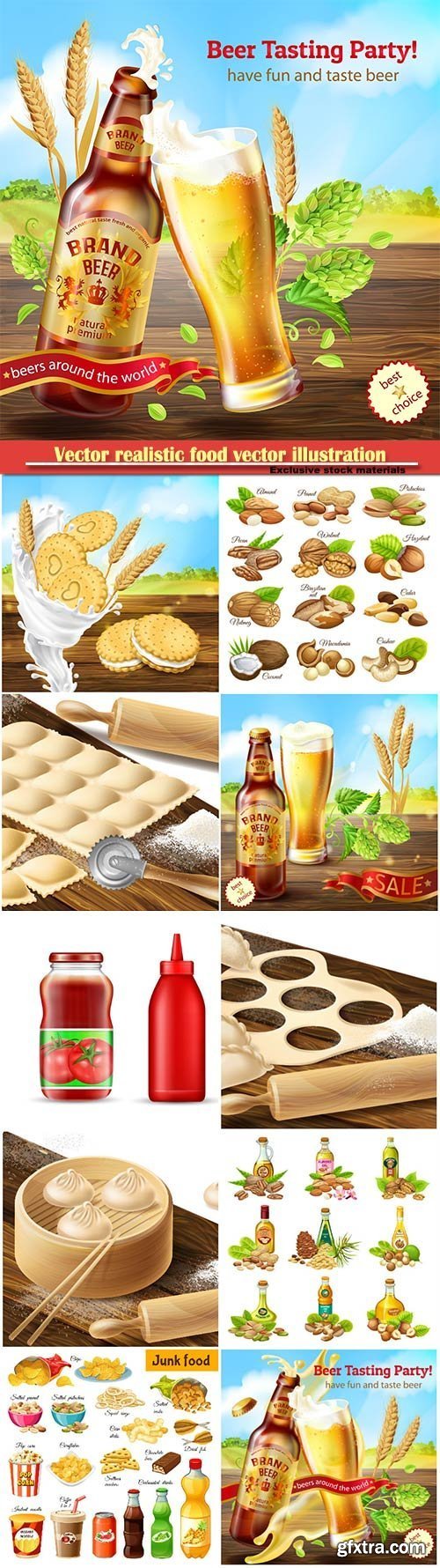 Realistic Food Vector Illustration Mix 11xEPS