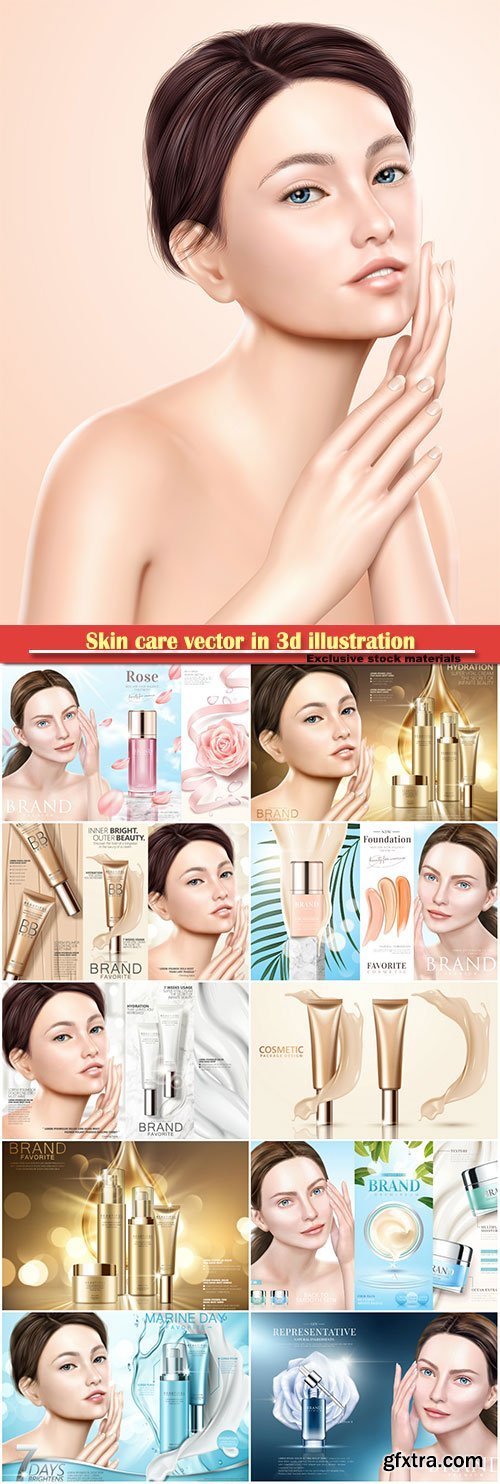Skin Care Moisturizing Cream Serum with Elegant Model 11xEPS