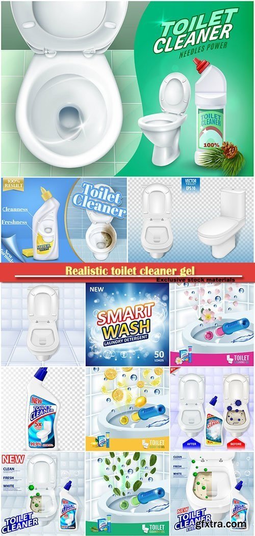 Realistic Toilet Cleaner Gel Plastic Package 14xEPS Realistic Toilet Cleaner Gel Plastic Package 14xEPS