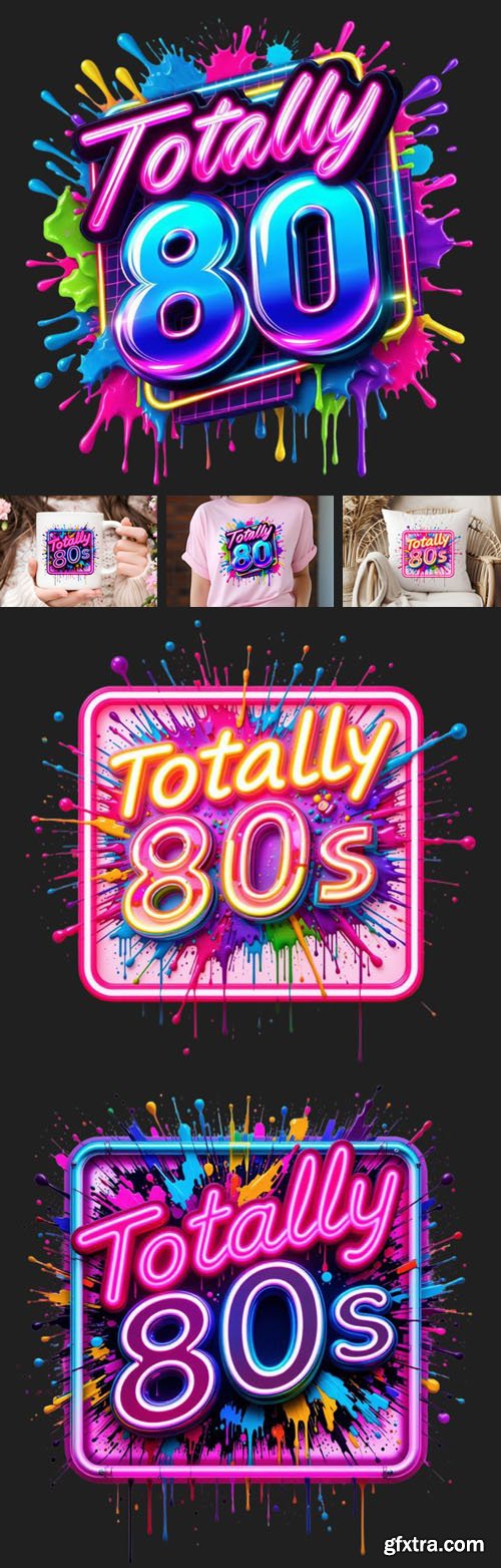 Retro Neon 80's PNG Designs