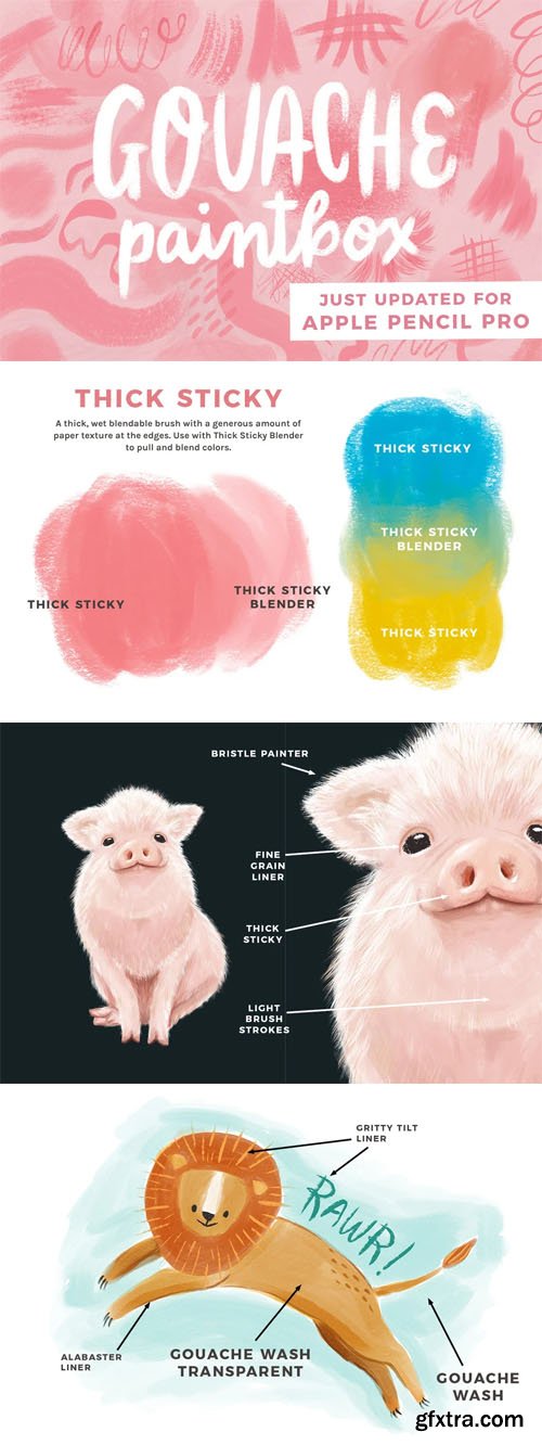 Gouache Paintbox - 30 Painterly Brushes for Procreate