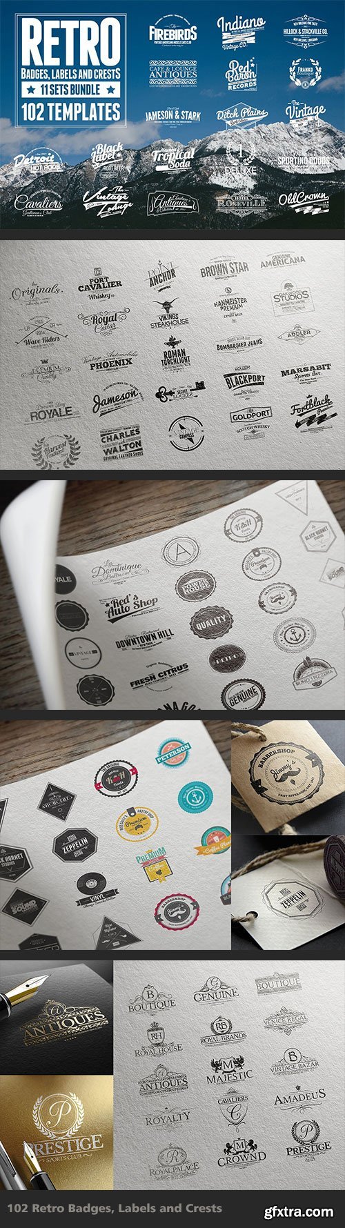 CreativeMarket - 102 Retro Badges, Labels and Crests 28041