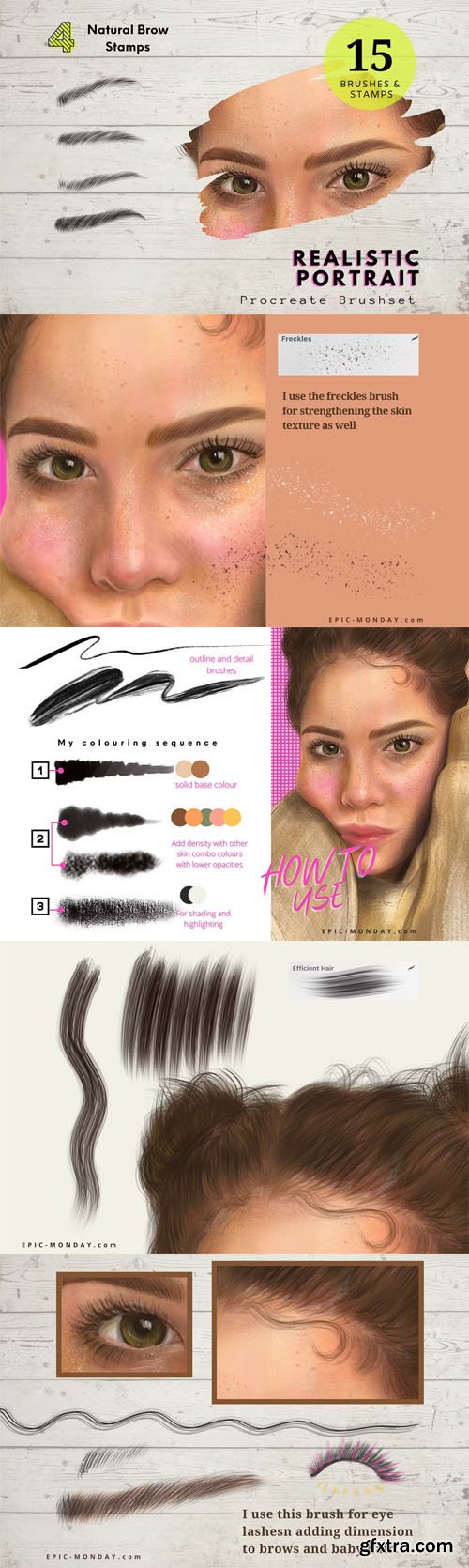 Realistic Portrait Brushes Pack for Procreate