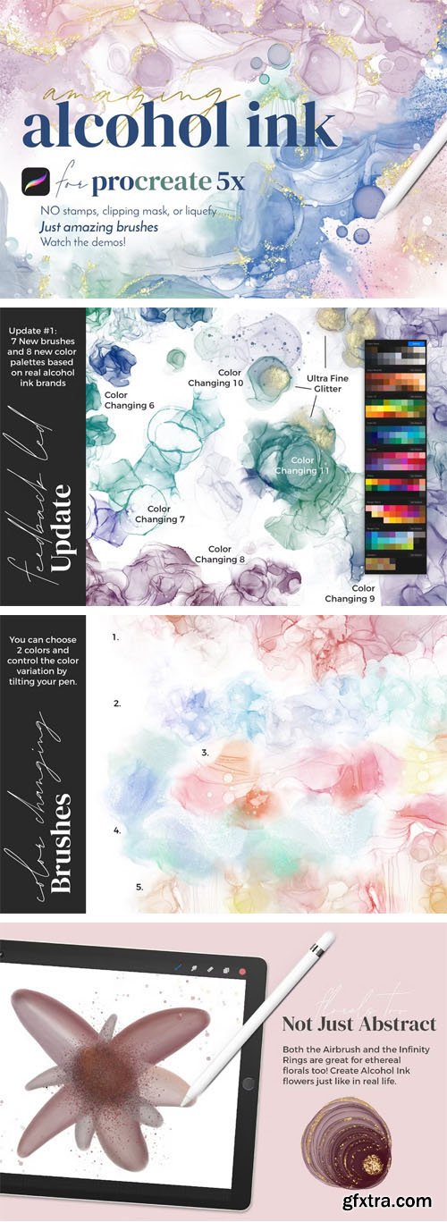 Amazing Alcohol Ink Brushes & Color Palettes for Procreate