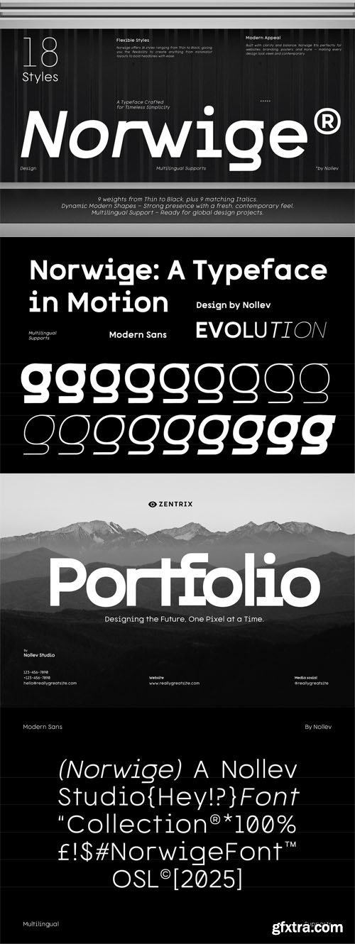 Norwige - Modern Geometric Sans Serif Font Family