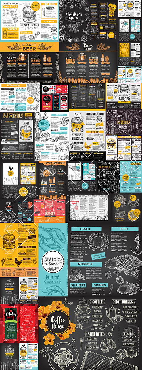 Restaurant Cafe Vintage Style Menu Templates 30xEPS Restaurant Cafe Vintage Style Menu Templates 30xEPS