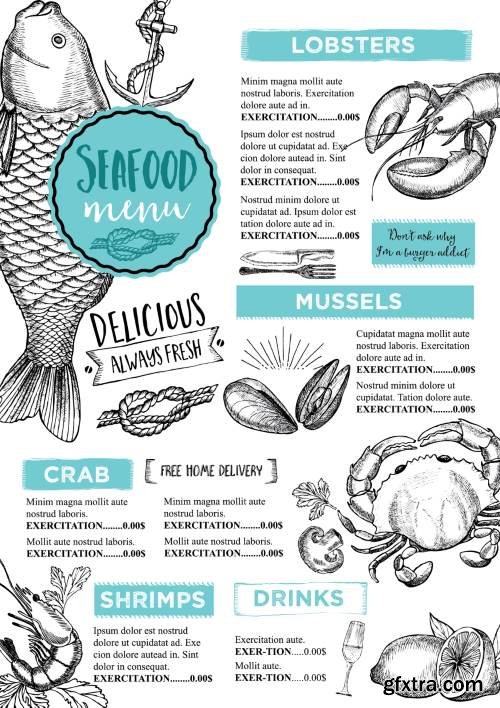 Restaurant Cafe Vintage Style Menu Templates 30xEPS