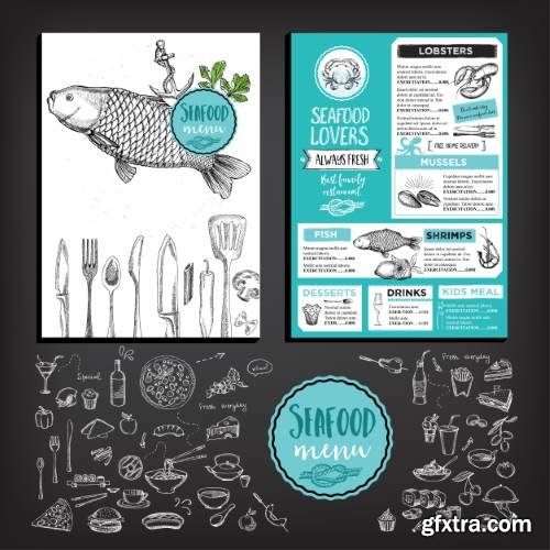 Restaurant Cafe Vintage Style Menu Templates 30xEPS