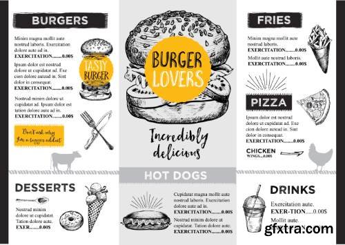 Restaurant Cafe Vintage Style Menu Templates 30xEPS