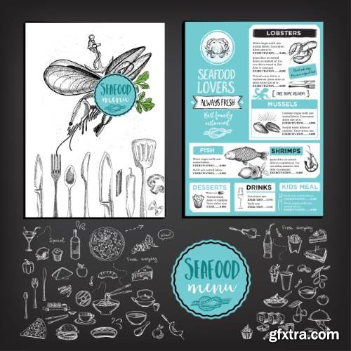 Restaurant Cafe Vintage Style Menu Templates 30xEPS