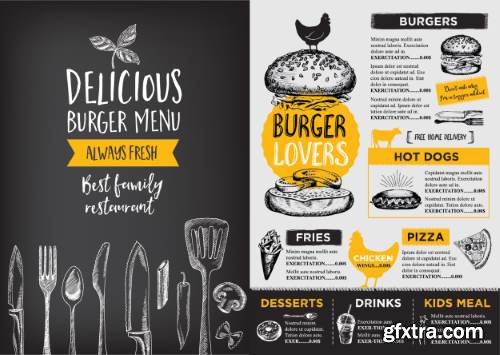 Restaurant Cafe Vintage Style Menu Templates 30xEPS