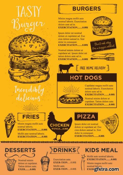 Restaurant Cafe Vintage Style Menu Templates 30xEPS