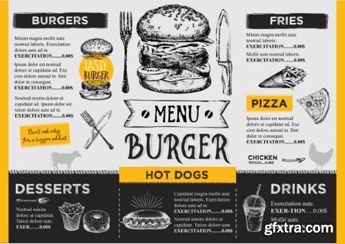 Restaurant Cafe Vintage Style Menu Templates 30xEPS