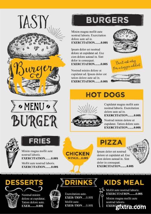 Restaurant Cafe Vintage Style Menu Templates 30xEPS