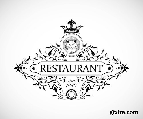 Vintage Restaurant Menu Design Elements, Animal Heads 16xEPS Vintage Restaurant Menu Design Elements, Animal Heads 16xEPS