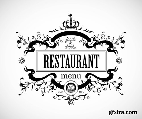 Vintage Restaurant Menu Design Elements, Animal Heads 16xEPS Vintage Restaurant Menu Design Elements, Animal Heads 16xEPS