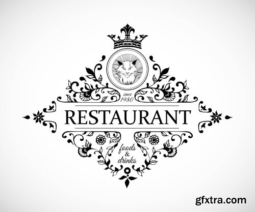 Vintage Restaurant Menu Design Elements, Animal Heads 16xEPS Vintage Restaurant Menu Design Elements, Animal Heads 16xEPS