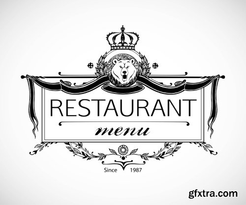 Vintage Restaurant Menu Design Elements, Animal Heads 16xEPS Vintage Restaurant Menu Design Elements, Animal Heads 16xEPS