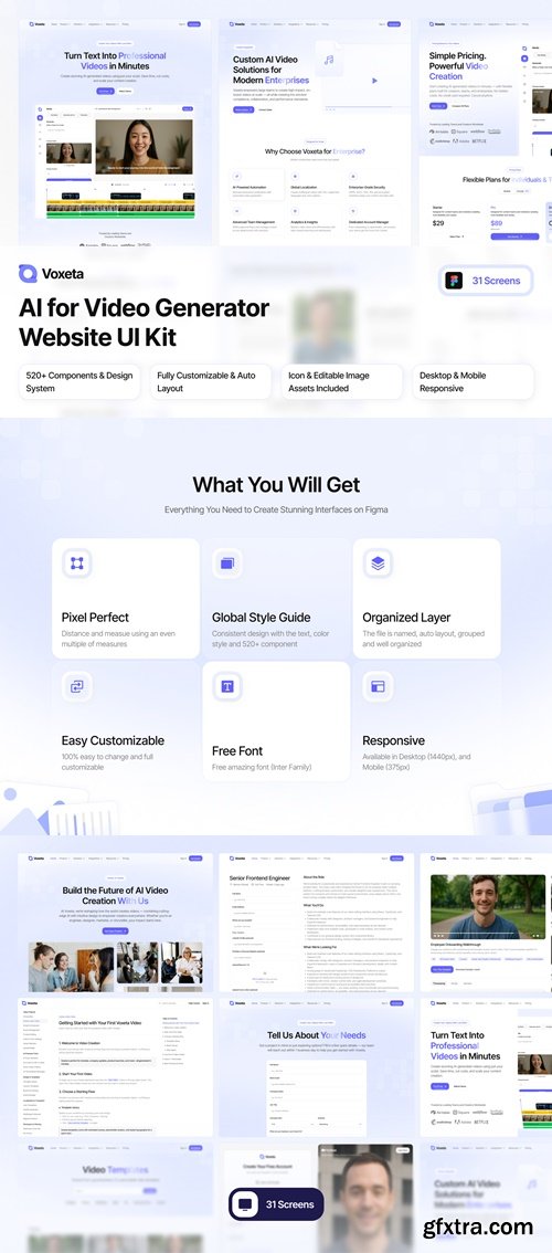 Voxeta - AI for Video Generator or Editor Website UI Kit