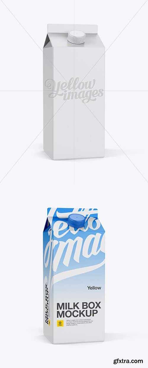 YellowImages - 0.5 gal Milk Carton Mockup - Halfside View 14000
