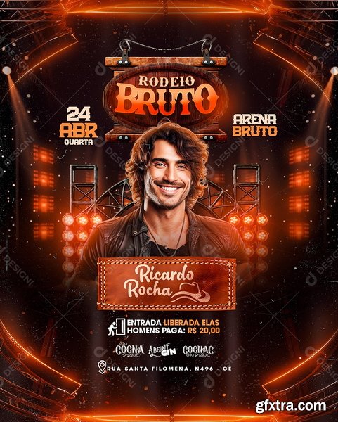 Designi - Flyer Rodeio Bruto Ricardo Rocha Social Media PSD Editável