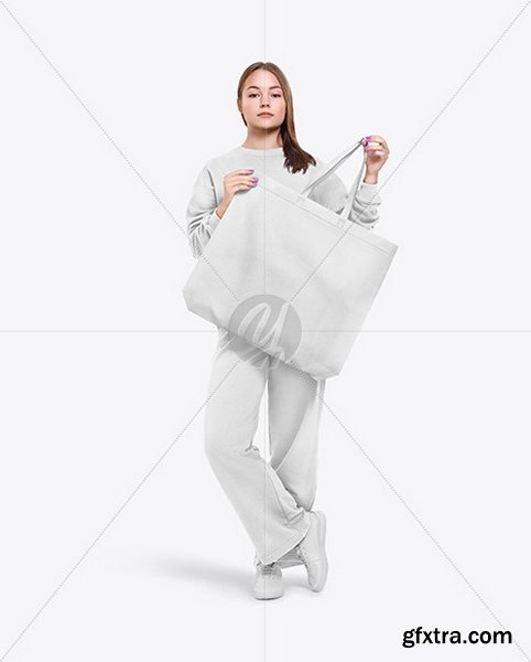 YellowImages - Girl in a Tracksuit with Shopping Bag Mockup - 125901
