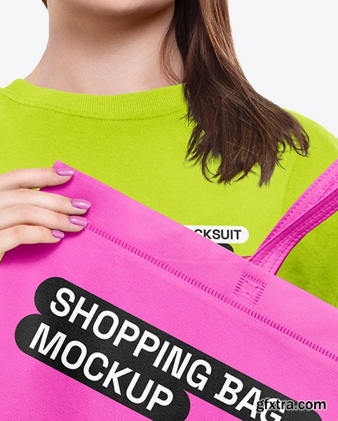 YellowImages - Girl in a Tracksuit with Shopping Bag Mockup - 125901