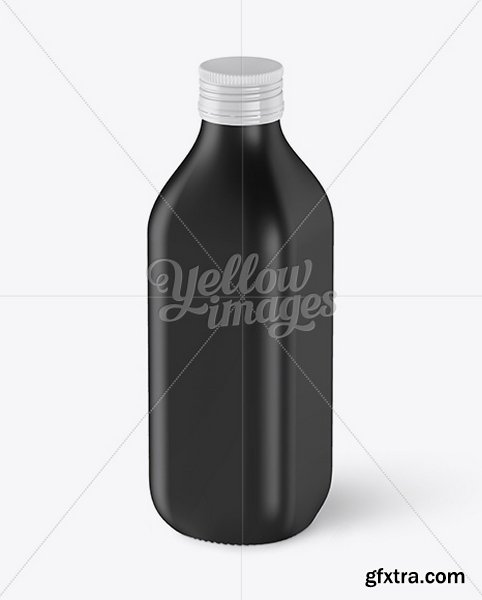 YellowImages - 0.5L Black Matte Olive Oil Bottle Mockup - Halfside view (High-Angle) - 15698