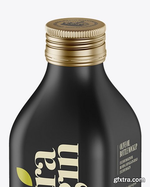 YellowImages - 0.5L Black Matte Olive Oil Bottle Mockup - Halfside view (High-Angle) - 15698