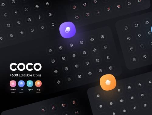 'COCO icon pack +600 Editable icons'