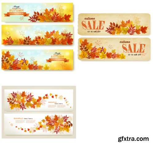 Autumn, Fall Backgrounds and Vector Elements 43xEPS