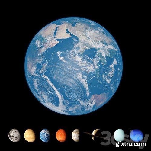 3dsky Pro - Model of the solar system.