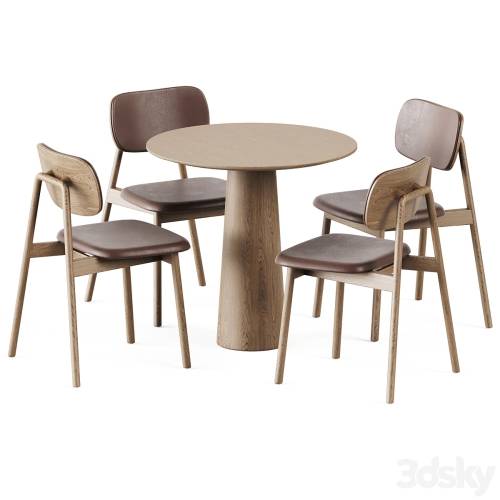 '3dsky Pro - Table P.O.V. D80 by Ton and Wooden Klara Chair Upholstered by Moroso'