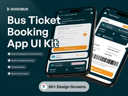 'Bus Ticket Booking App UI Kit'