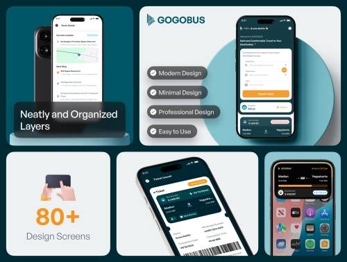 'Bus Ticket Booking App UI Kit'