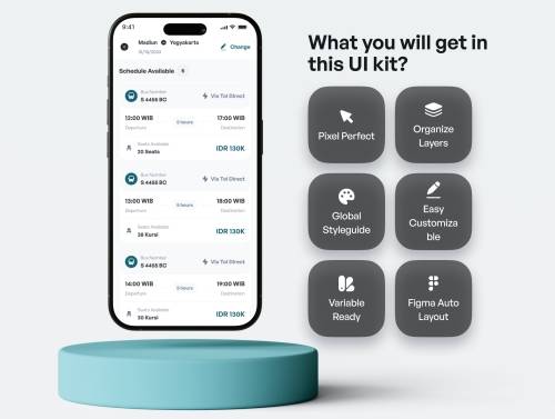 'Bus Ticket Booking App UI Kit'