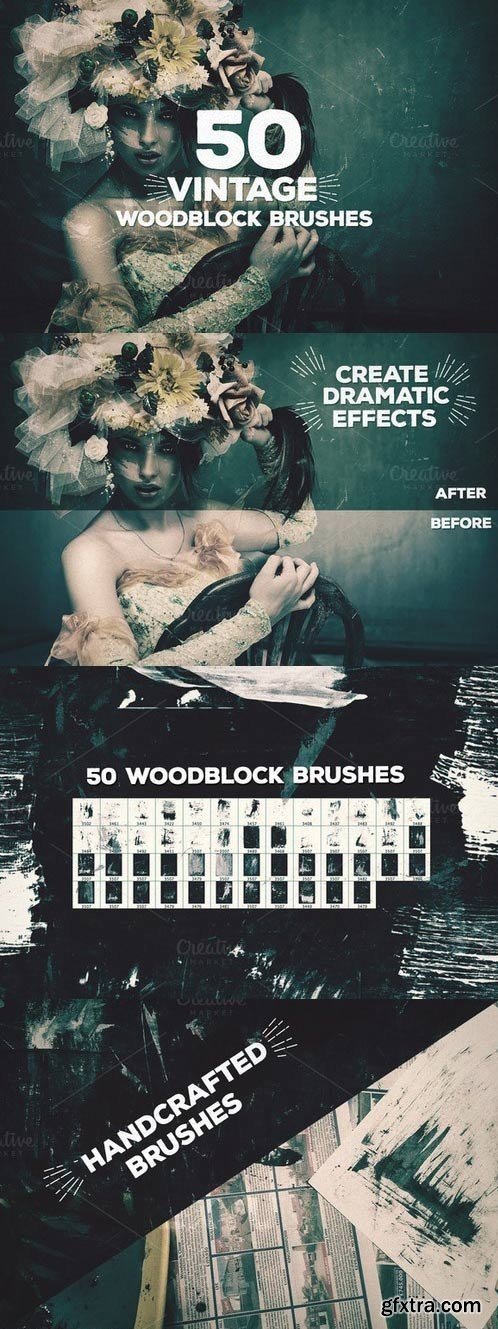 CM - 50 Vintage Woodblock Brushes by Layerform 229447