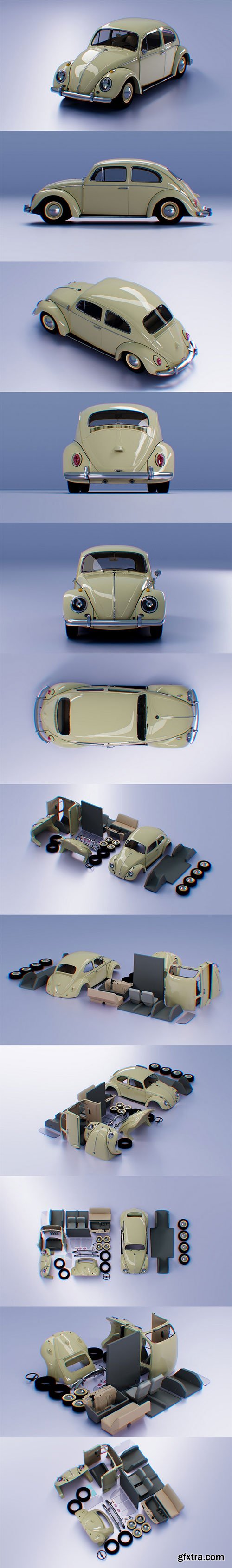 Volkswagen Beetle 1963 3D Print Model STL