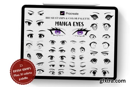 Brushgalaxy - Manga Eyes Brush Stamps For Procreate