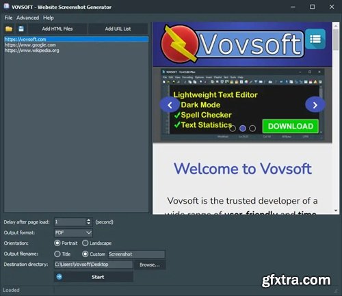 VovSoft Website Screenshot Generator 2.0